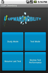 Sample View of CLEP Chemistry Exam Prep Mode