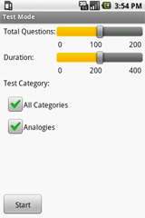 Sample View of SSAT Analogies Exam Prep Test Mode